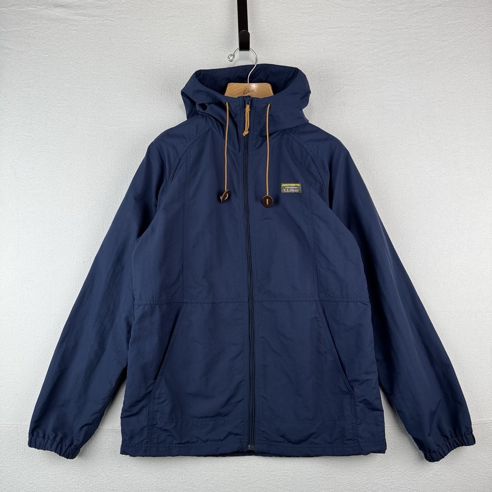 LL Bean Men's Mountain Classic Full Zip Hooded Men's M Jacket Nautical Navy Blue